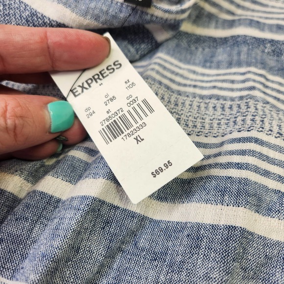 Express Blue and White Striped Midi Dress - Picture 8 of 9